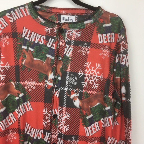 Wembley deer Santa one piece Christmas pajamas - Picture 2 of 7